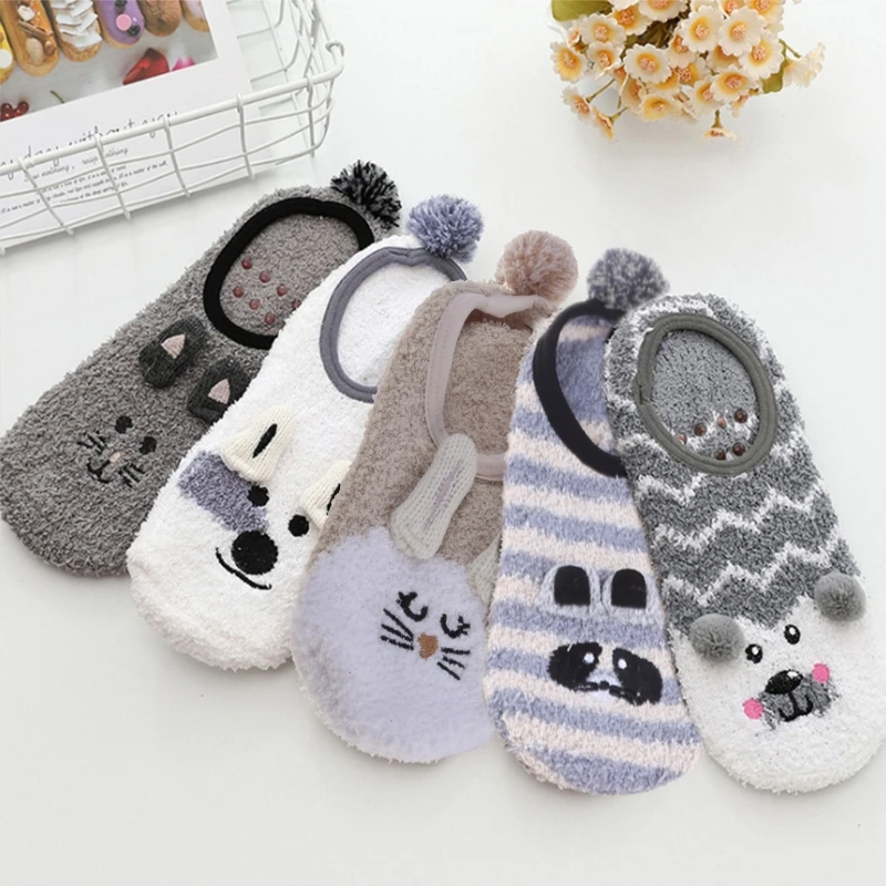 1 paire chaussettes pantoufles moelleuses, douces, chaudes confortables, chaussettes couchage pour lit d'hiver avec