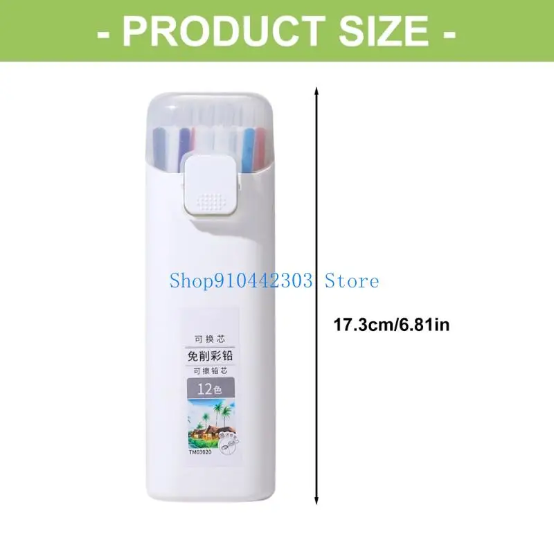 L4MD قلم رصاص ملون قابل لإعادة الملء بدون شحذ مللي متر قلم رصاص ملون قابل للسحب للأطفال مشروع تلوين الرسم