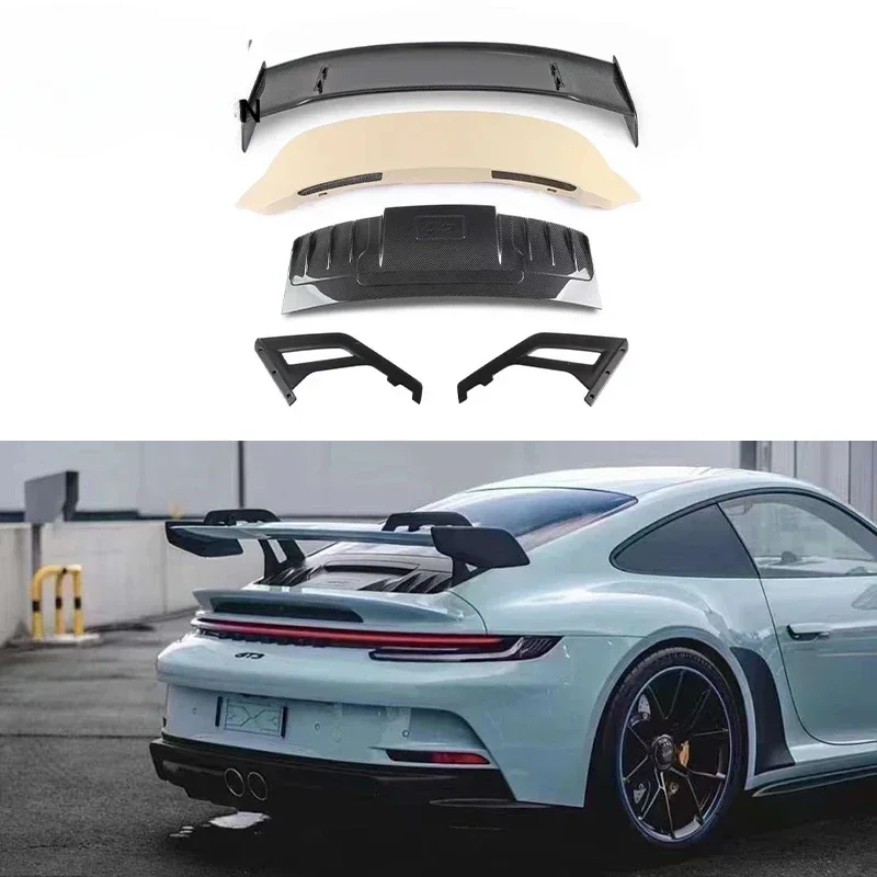 Aile arrière de style GT3 en fibre de carbone sèche, kit de batterie de diffuseur supérieur, séparateur de coffre, becquet arrière, Porsche Carrera 911, 992, 911, Jules