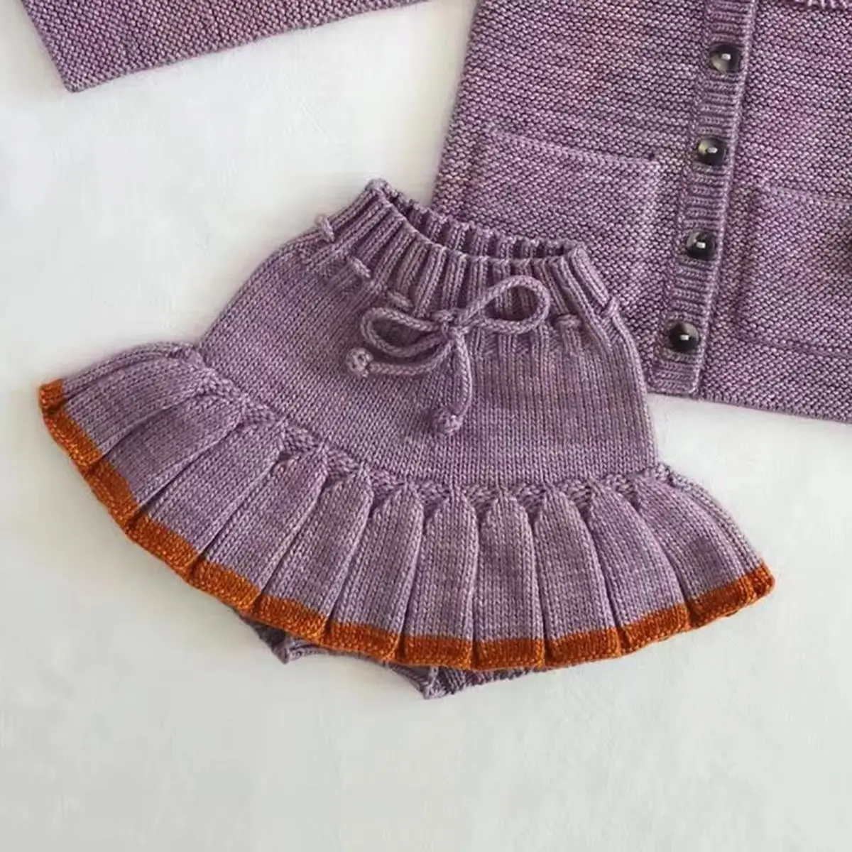 Girls Sweater Set 2026 New Autumn Winter Purple Heart Bow Knit Sweater Skirt Pants 2 Piece Set Kids Fashion Outfit