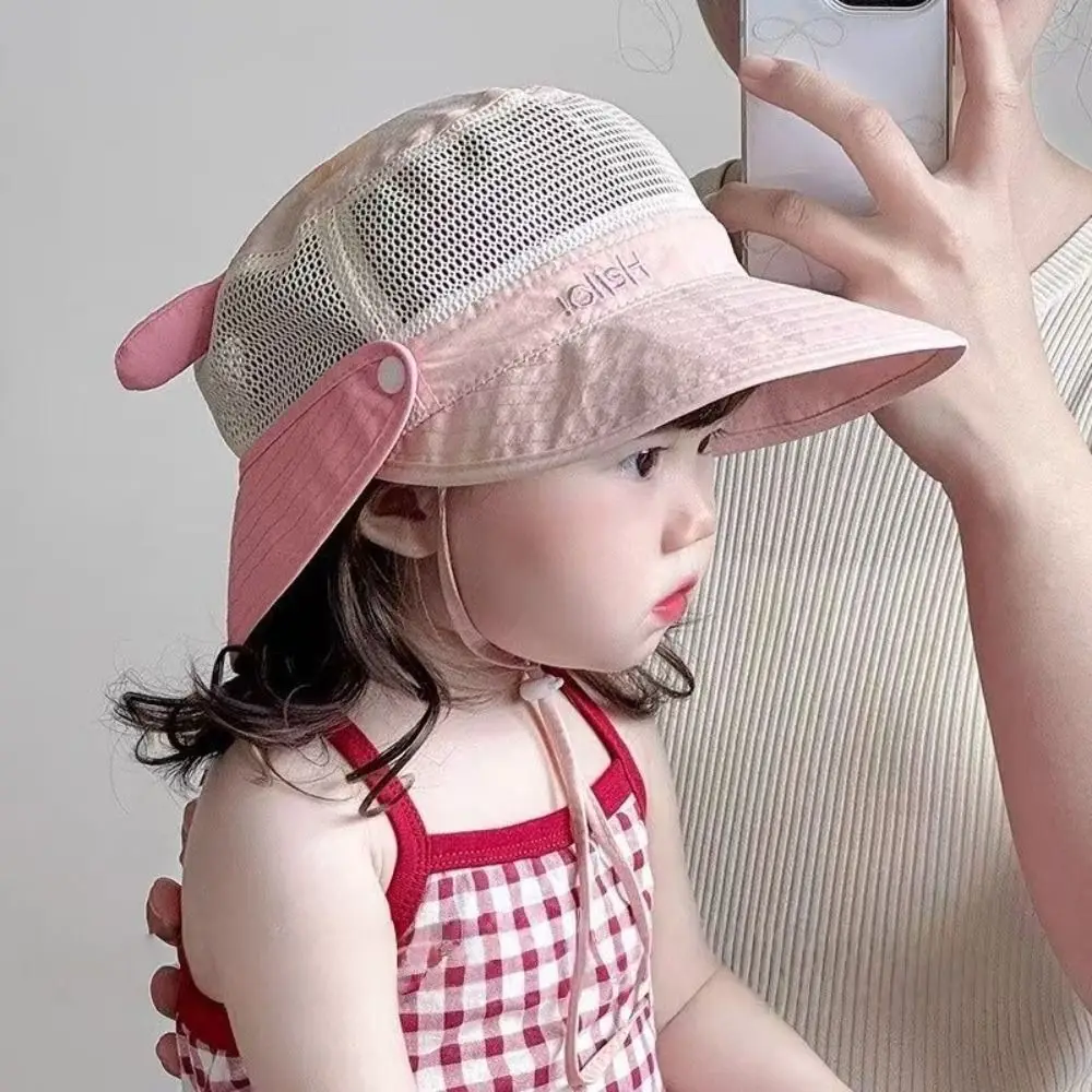 

Quick-dry Cartoon Animal Bucket Hat Detachable Letter Embroidery Summer Kid Sunhat Shading Hat Mesh Children's Fisherman Hat Boy
