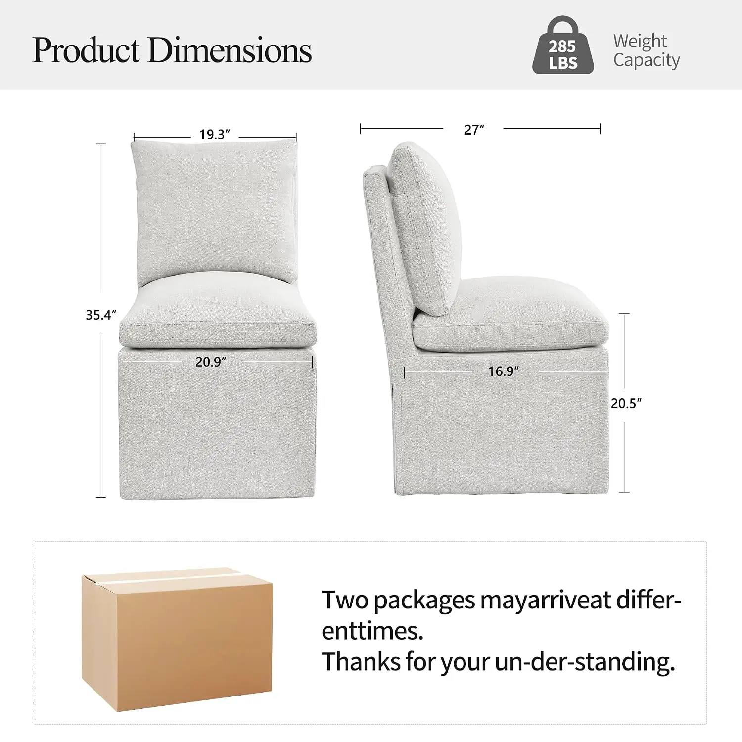 Upholstered Armless Dining Chair with Casters,Linen Accent Chair for Living Room,Single Sofa Char with 4 Casters, Customized