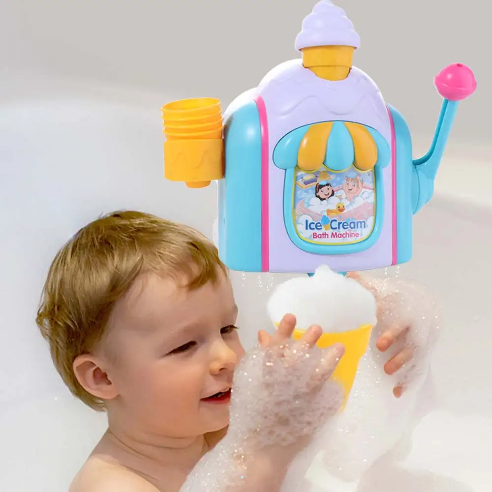 강력한 흡입 아이스크림 버블 메이커 시뮬레이션 놀이 물 아이스크림 거품 기계 섬세한 상호 작용 아이 장난감 목욕
