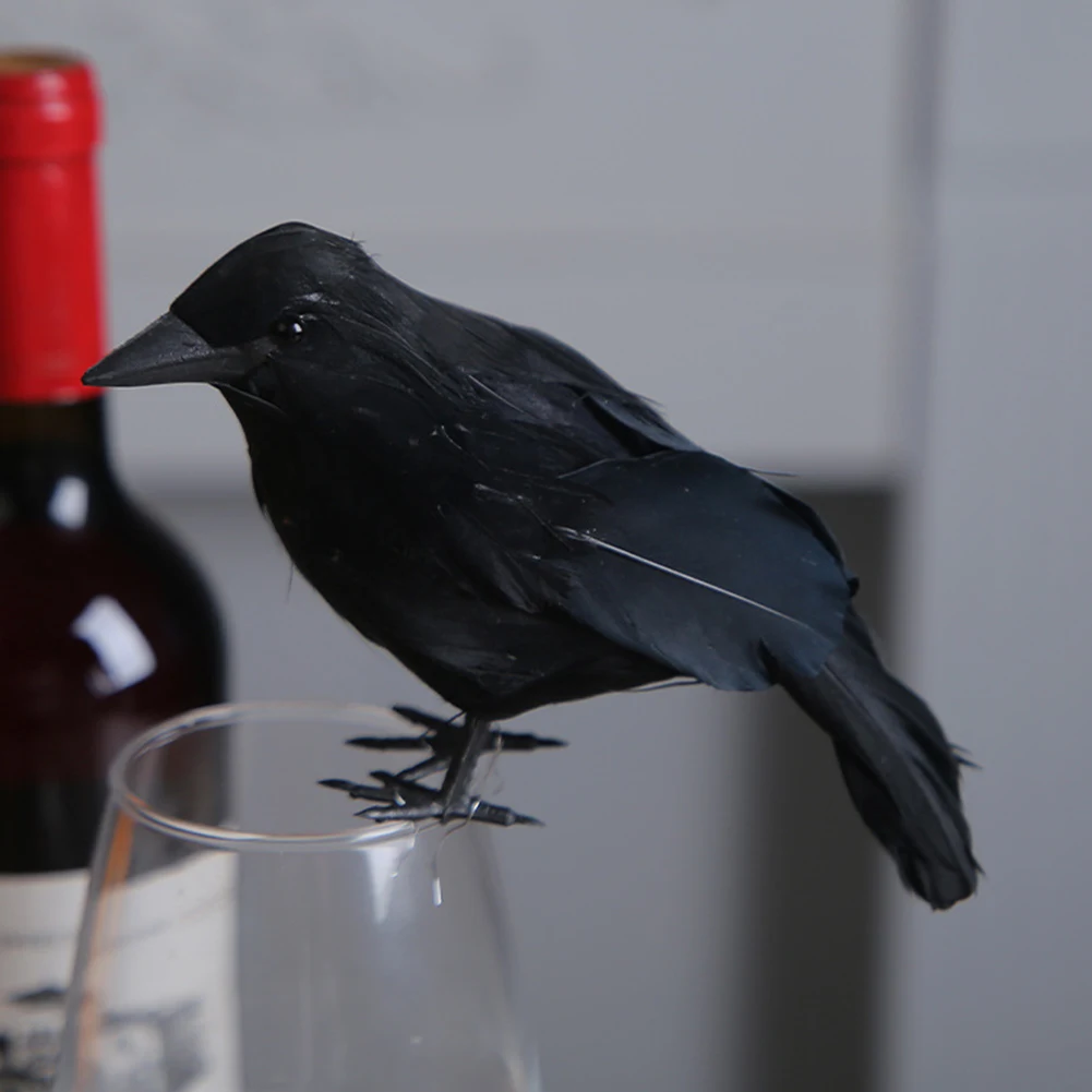 هالوين محاكاة الغراب واقعية الغراب الاصطناعي الغراب الغراب متعدد الوظائف جو احتفالي نابض بالحياة مسكون ديكور المنزل الدعائم