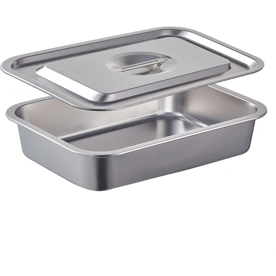 

4 Inch Extra Deep Lasagna Baking Pan with Lid for Large OvenReady Casserole Dishes 11x14.2 Inch 7.4QT Stainless Steel Nonstick