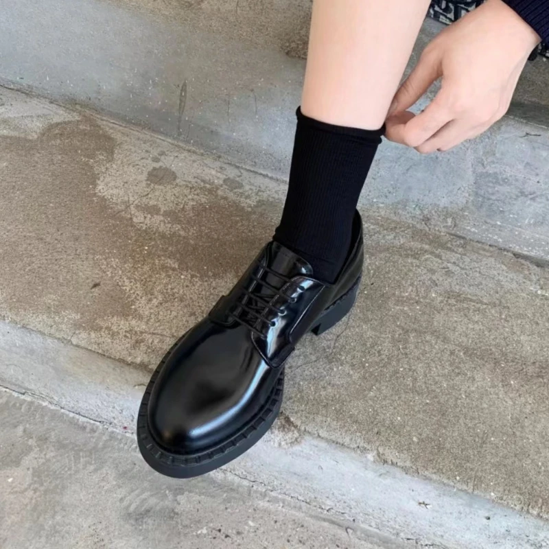 أحذية أكسفورد نسائية فاخرة، أحذية رسمية كلاسيكية من الجلد الطبيعي، مكتب مريح برباط #2