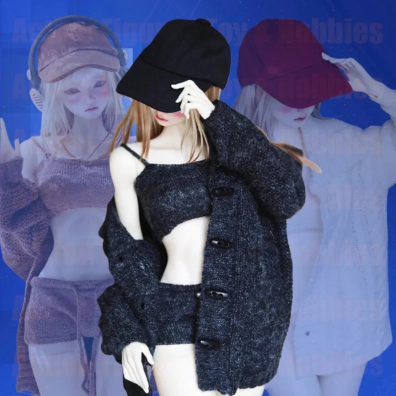 

Комплект: вязаный свитер с отложным воротником, ультракороткие шорты и топ-бюстгальтер для кукол BJD 1/3, 1/4 (3-точечных, 4-точечных) DIY