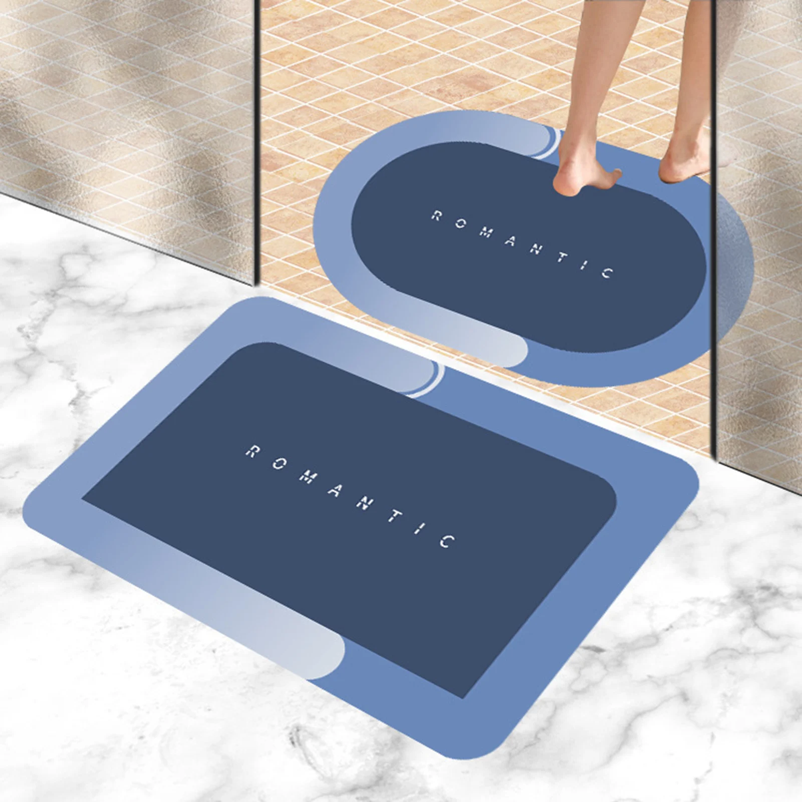 Super Absorbent Shower Bath Mat Bathroom Anti-Slip Carpet Rug Simple Kitchen Entrance Soft Door Bathtub Side Bath Mat Home Decor