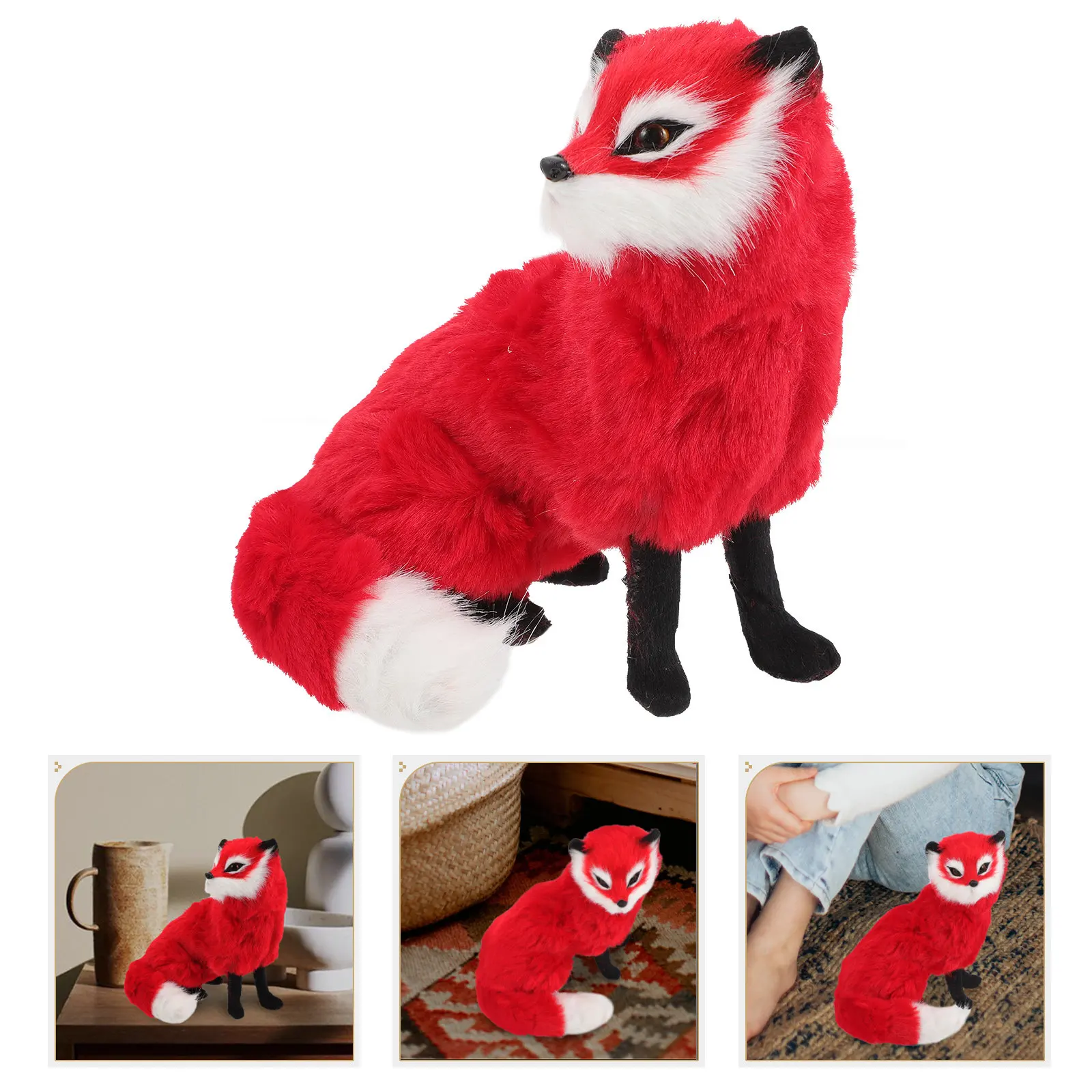 Fox Stuffed Toy Animal Home Decor Animals Ornament Simulation Foxes Toys Cartoon Ornaments Model Decorative Models