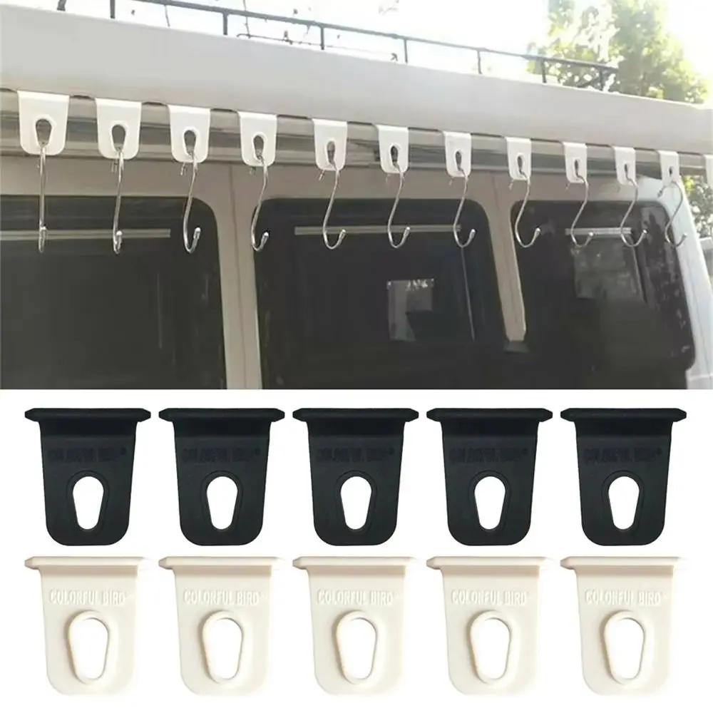 

10Pcs New Black White Camping Awning Hooks for RV Sturdy Clothes Hook Rack Universal S-shaped Tent Light Hangers