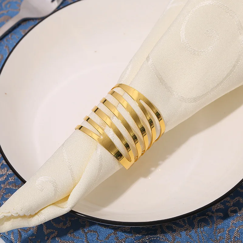 Goldene Spiralförmige Metall-Serviettenhalter - Dekorative Serviettenringe für Tischdekoration – Detail 9