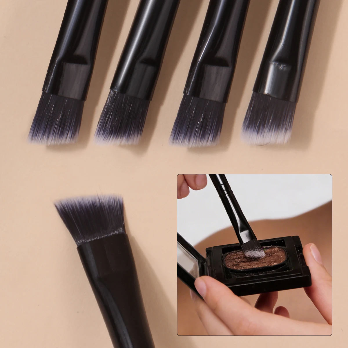 12 stuks schuine zachte en niet-verblindende wenkbrauwborstel, vlekborstel, oogschaduwborstel, multifunctionele oogmake-upborstel, make-uptool