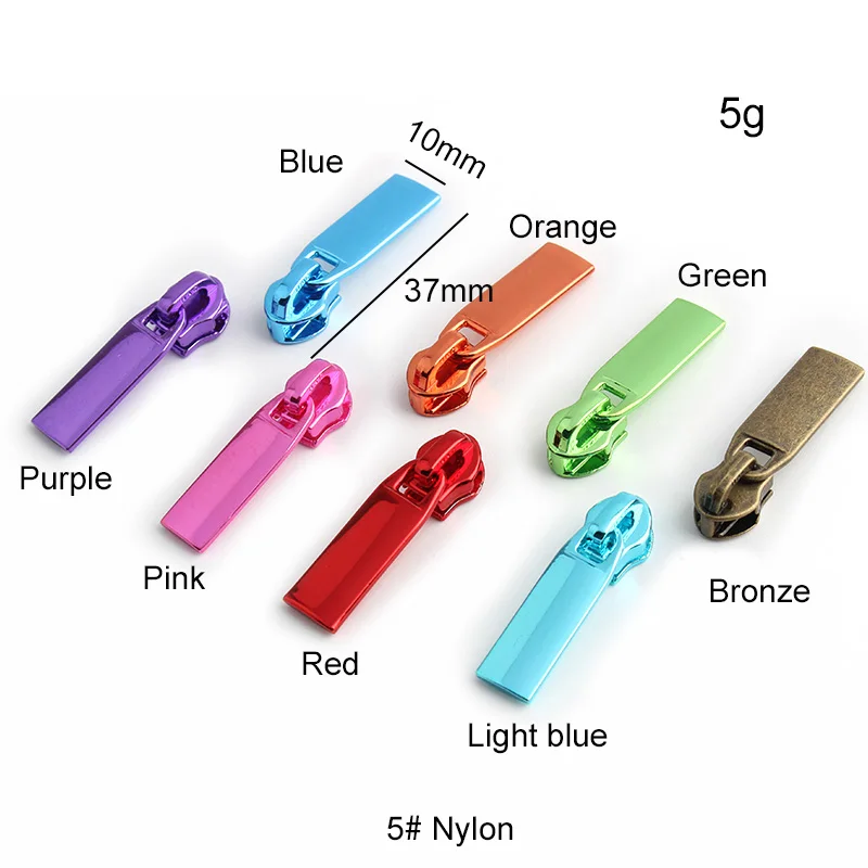 20-50-200PCS Colorful 5# Nylon Zippers Puller Slider For Handbag Purse Backpack Bags Zip Head Decorative DIY Sewing Accessories