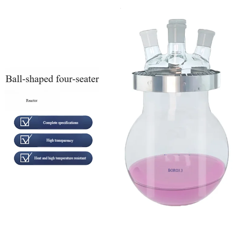 Four-mouth glass round bottom flask open reactor reaction bottle spherical reactor separated 500ml1000ml2000ml3L5L