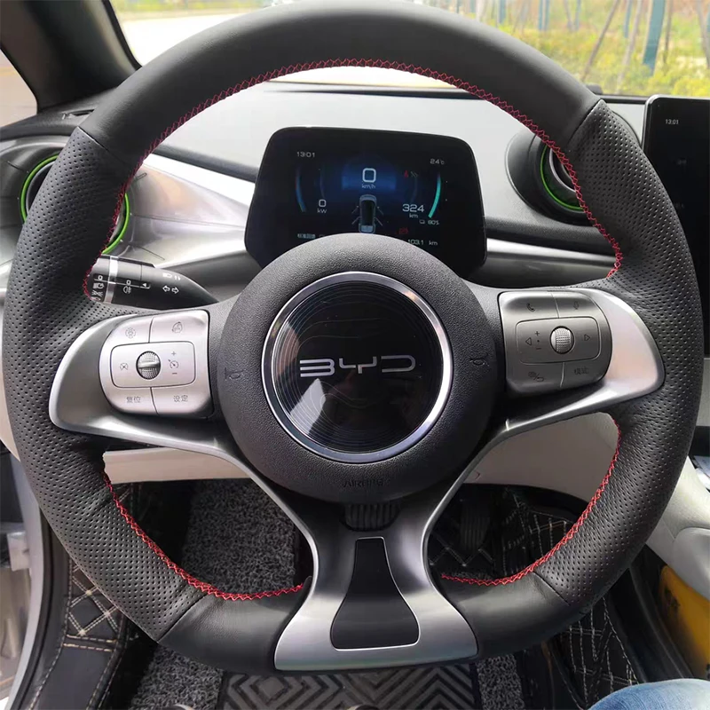 Car Anti-Slip Microfiber Leather Steering wheel Cover for BYD Atto 3 Yuan Plus Steering Wheel Cover HandSewn Protective Cover