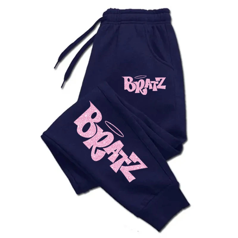 Plus Bratz Pink Printing Sweatpants Woman Casual Pocket Drawstring Pants Baggy Gym Jogger Tracksuit Sweat Trouser Couple Clothes