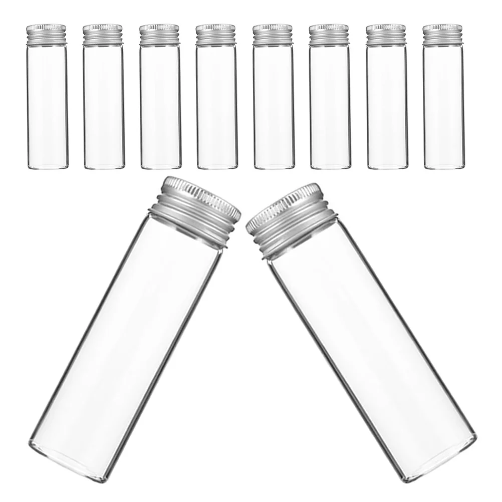 

10Pcs Mini Glass Jars with Aluminum Screw Lids Clear Bottles for Essential Oils Perfume Samples Liquid Storage Vials 20Ml