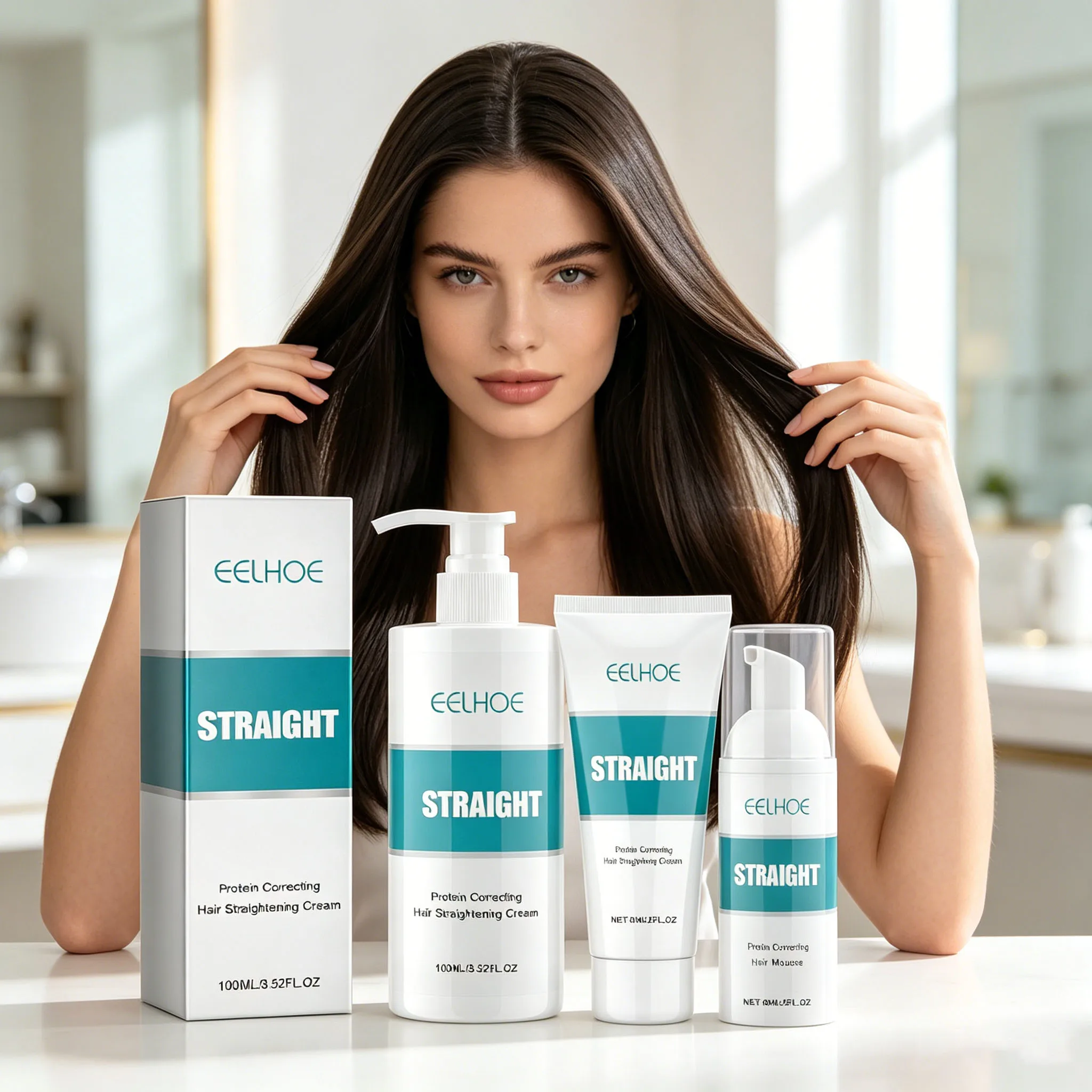 Protein Correcting Hair Straightening Cream Repair Dry Damaged Frizzy Hair Prevent Hair Knotting Nourishes Smoothing Conditioner