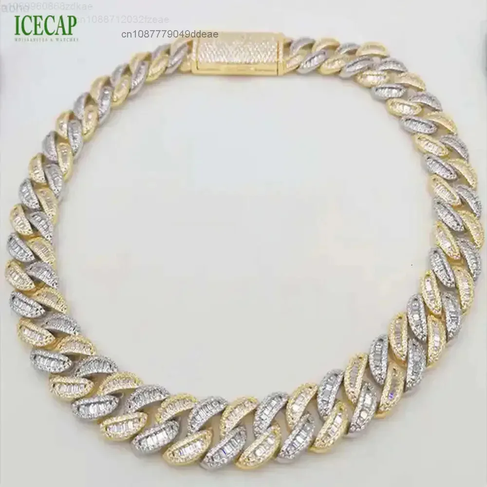 

Fashion Jewelry Necklaces Hiphop Custom 18mm Sterling Silver Ice Out Diamond Cuban Necklace Miami Moissanite Cuban Link Chain