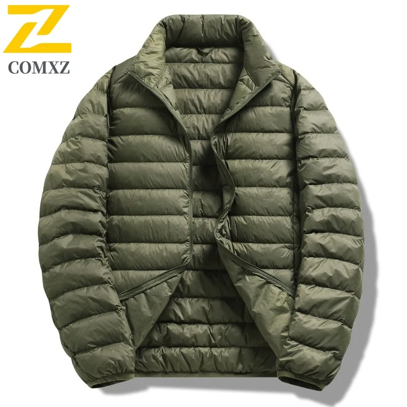 COMXZ Men's Down Jacket New Solid Color Ski Trip Warm Street Look Puffer Jacket Snow Adventure Minimalist Design Winter Jacket