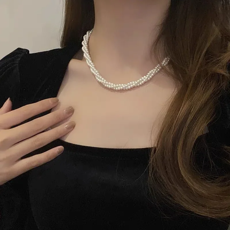 Baroque Pearl Necklace for Women Simple Fashion Collarbone Chain White Choker Necklaces Designer Wedding Jewelry Wholesale