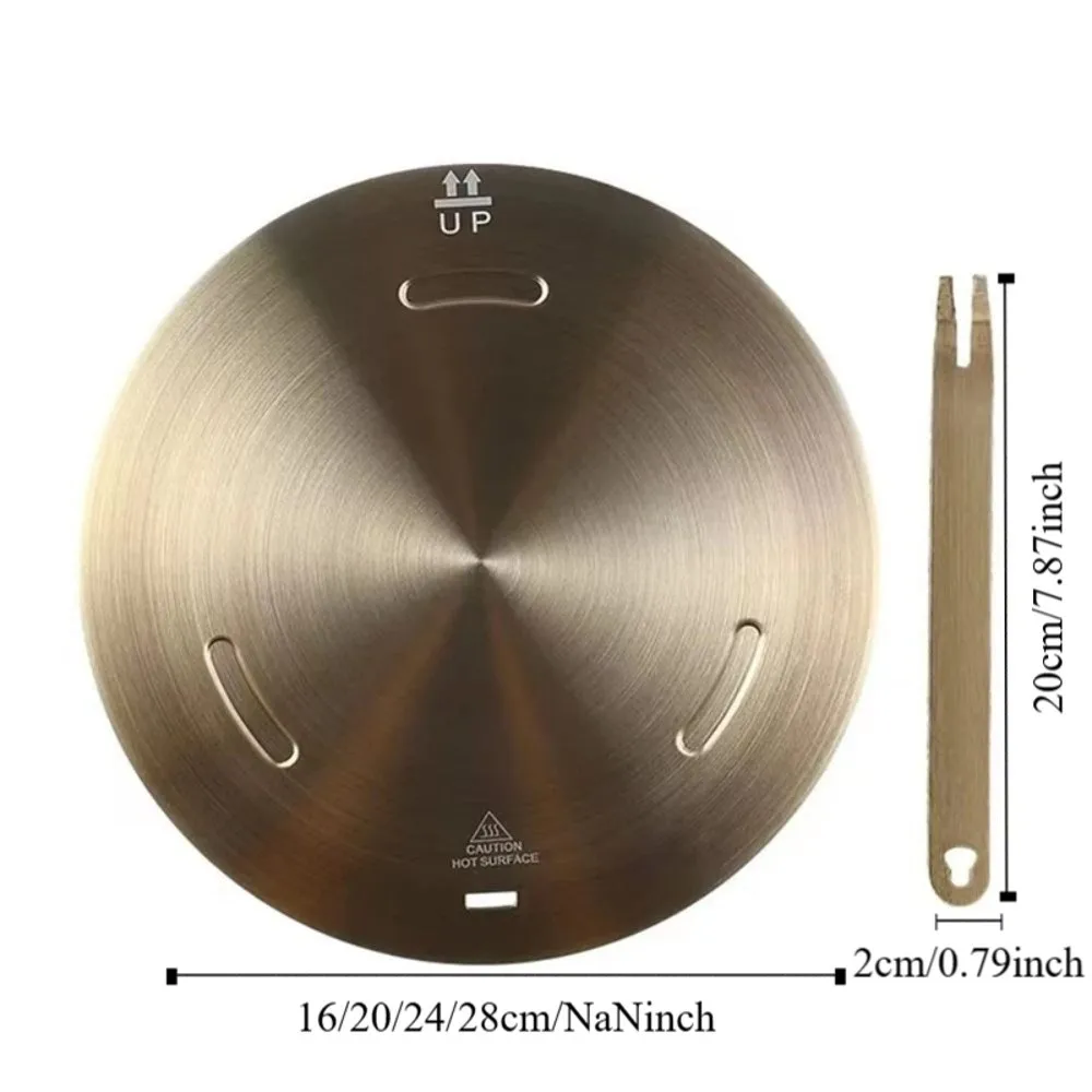 16/20/24/28cm Induction Cooker Heat Conduction Plate Stainless Steel with Removable Handle Heat Transfer Disk Rose Gold