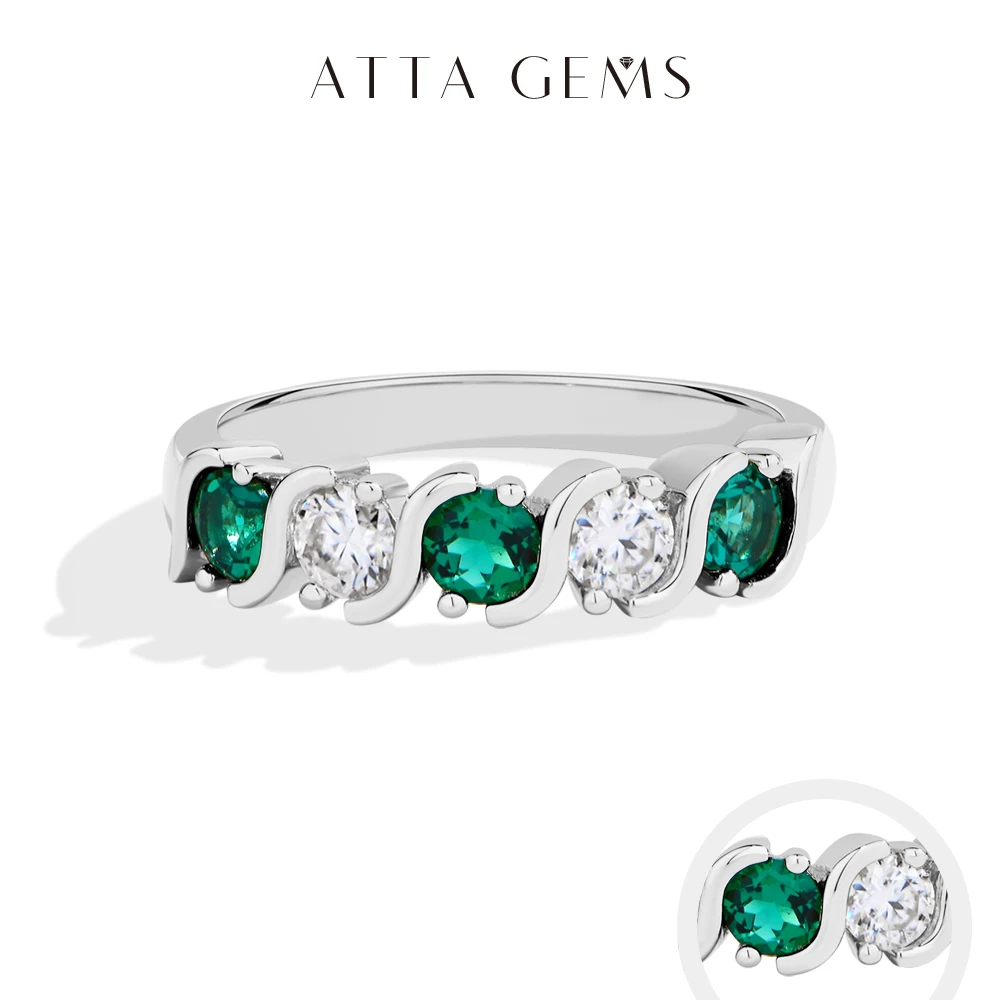 

ATTAGEMS Light Luxury Lab Emerald Moissanite Rings Fashion Women Rings 925 Sterling Silver Ring Party Hot Statement Jewelry Gift
