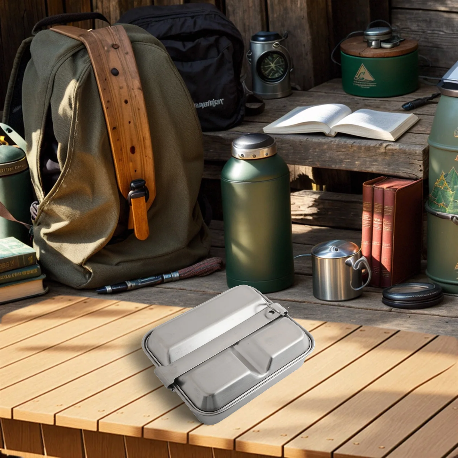 

Портативный квадратный ланч-бокс из нержавеющей стали, держатель для еды, кастрюля, контейнер для обеда для студентов и офисных работников, посуда для кемпинга на открытом воздухе