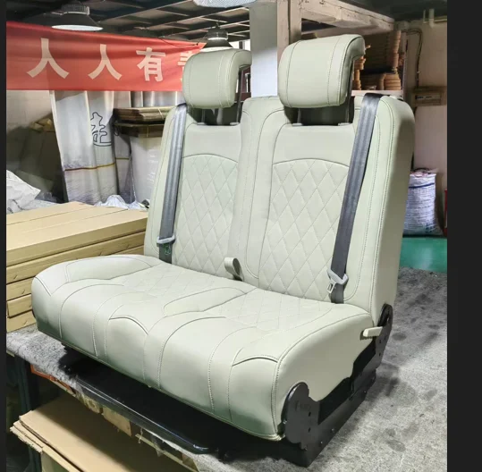 Napa Leather Convertible Folding Bed Seat for RV & Sprinter Van Car Modification Pair with Headrest Hiding Feature