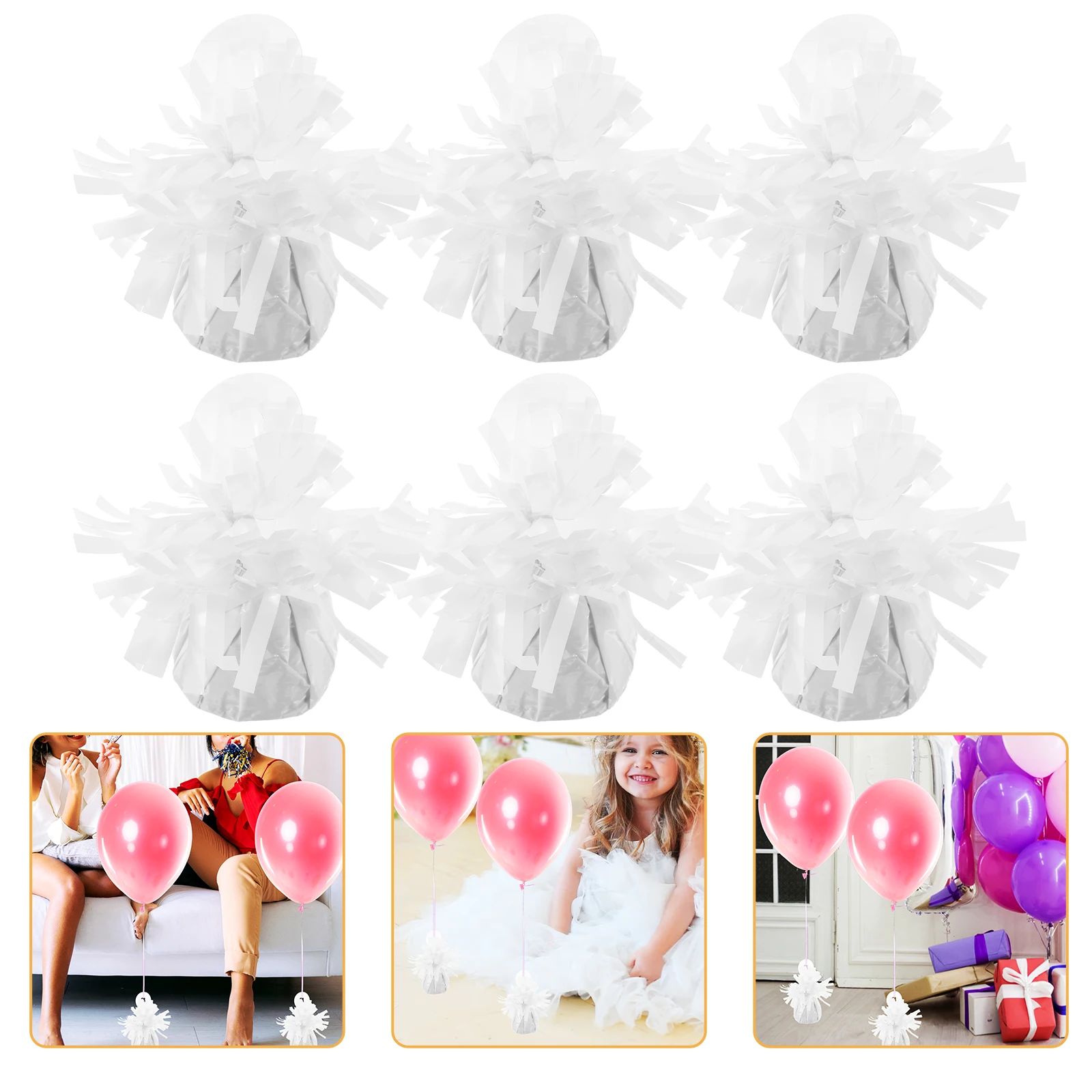 

6Pcs Party Balloon Weights Reusable Helium Balloon Holders for Outdoor Wedding Birthday Decoration Party Supplies