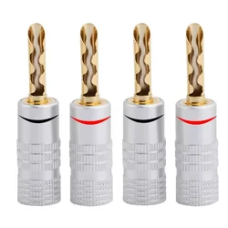 Banana plug 24K Gold Plated Copper BFA 4mm Banana connector Male Speaker plug black&red