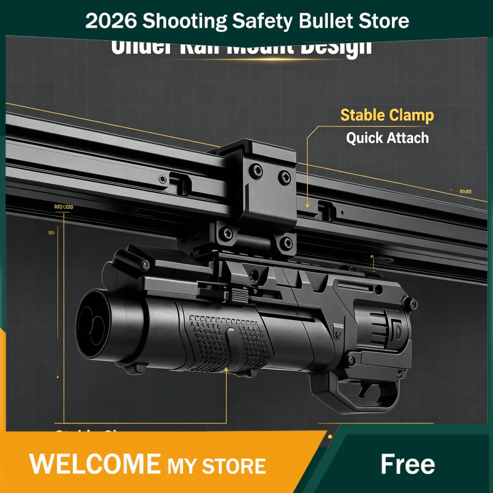 20mm Standard Rail Compatible Hobby Blaster Attachment Dual Shooting Modes Compact Under Mount Soft Sponge Bullet Toy