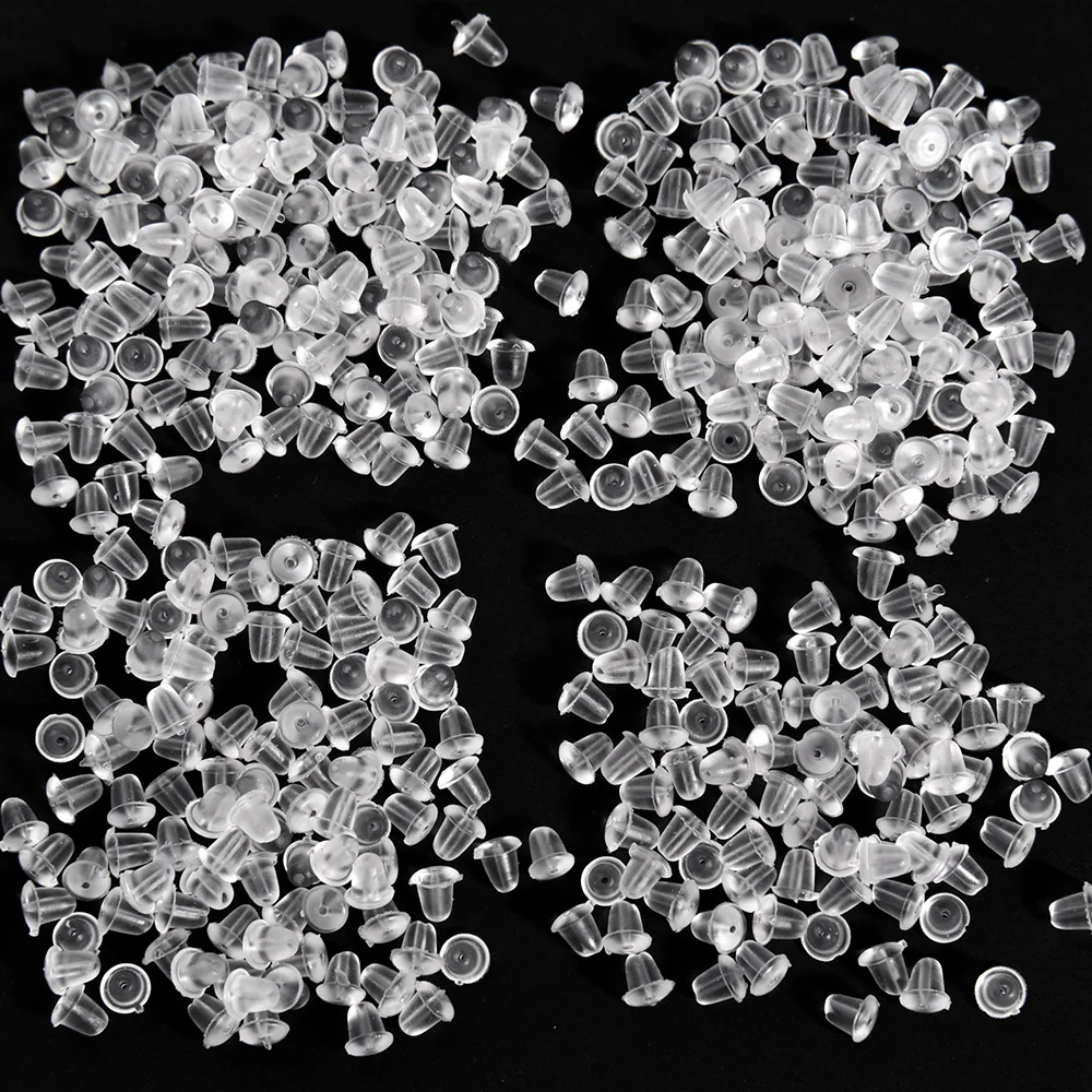 500 pçs com caixa de borracha macia tampões de ouvido transparente brinco volta rolha studs para brincos diy silicone plug volta rolhas