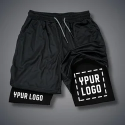 Calções de compressão personalizados dos homens ginásio calças atléticas seu logotipo fitness esportiva personalizado dupla camada shorts esportivos de secagem rápida