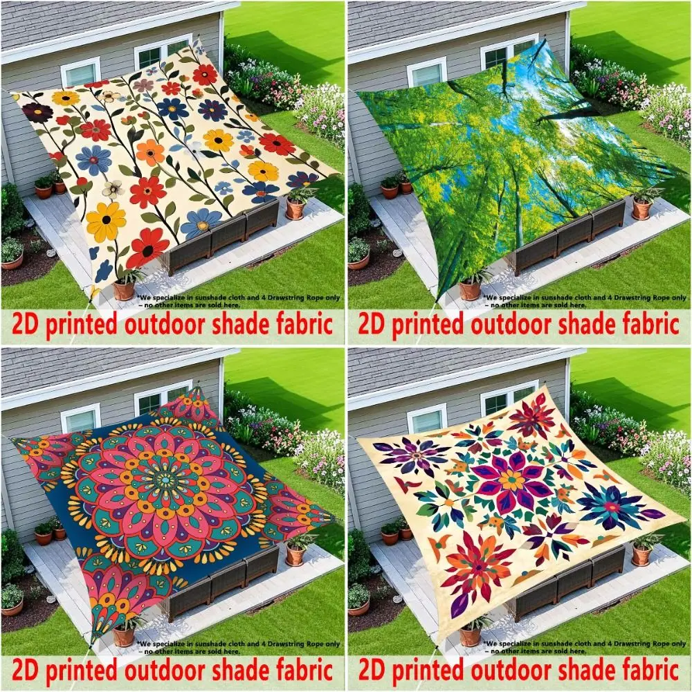 Waterproof Floral Printed Canopy Cloth Cover Dacron UV Resistant Sunshade Ceiling Cover Bohemian Style Sunshade Tent Patio