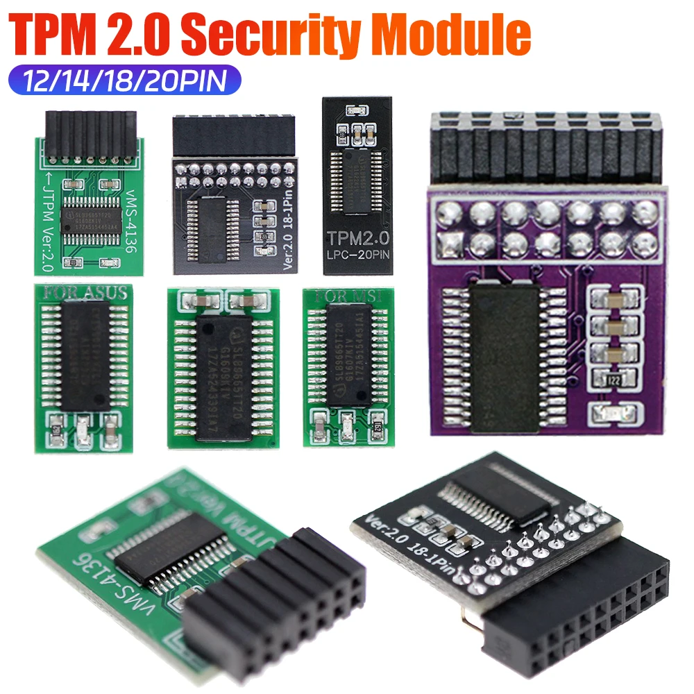 TPM 2.0 Module 12/14/18/20PIN TPM 2.0 Encryption Security Module TPM 2.0 Security Module for ASUS ASRock MSI ASRock GIGABYTE LPC