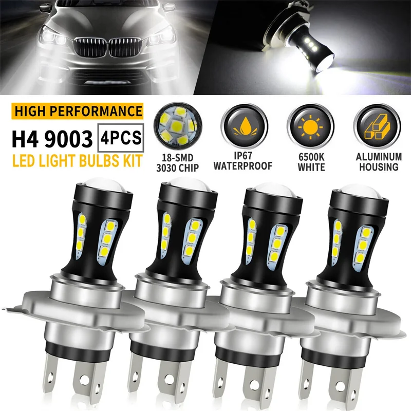4 قطعة سيارة عالمية LED الضباب ضوء لمبة H4 18SMD Foglamp DRL القيادة ضوء دراجة نارية المصابيح الأمامية شاحنة قارب مقطورة الأضواء مصباح