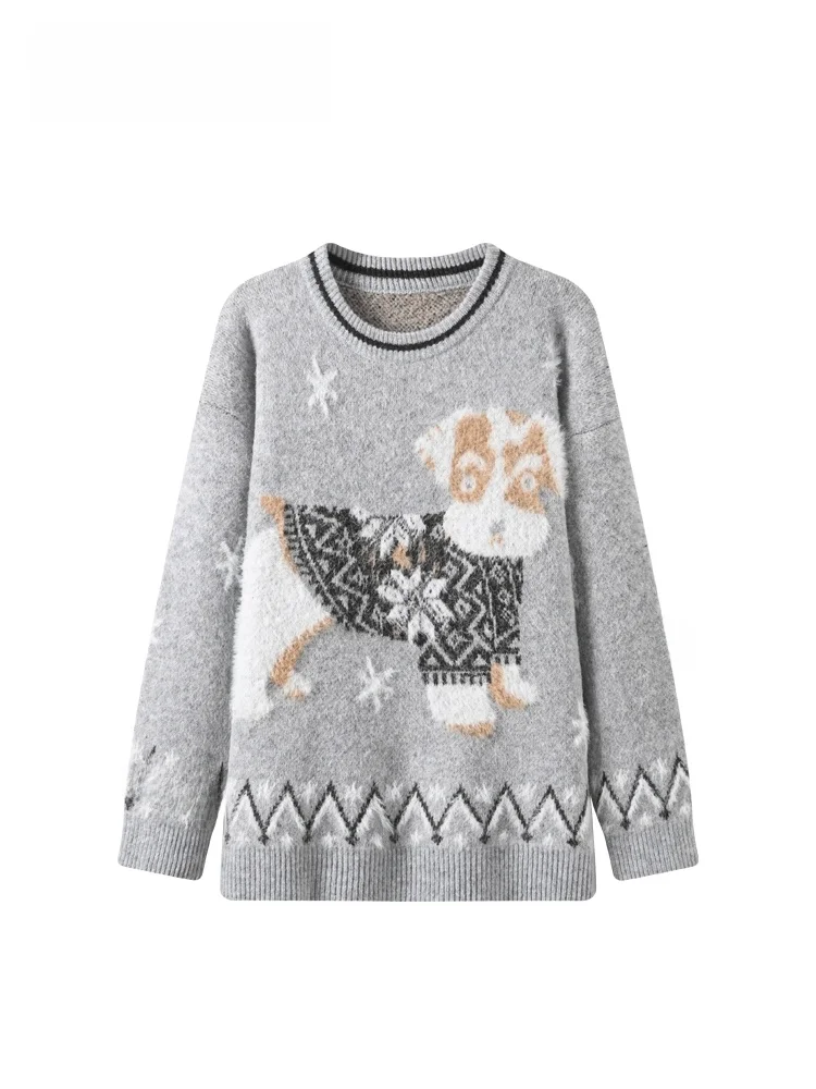 

Вязаный свитер CaraCLUB больших размеров с круглым вырезом и длинными рукавами для женщин, новинка ранней весны, в расслабленном стиле, для полных женщин