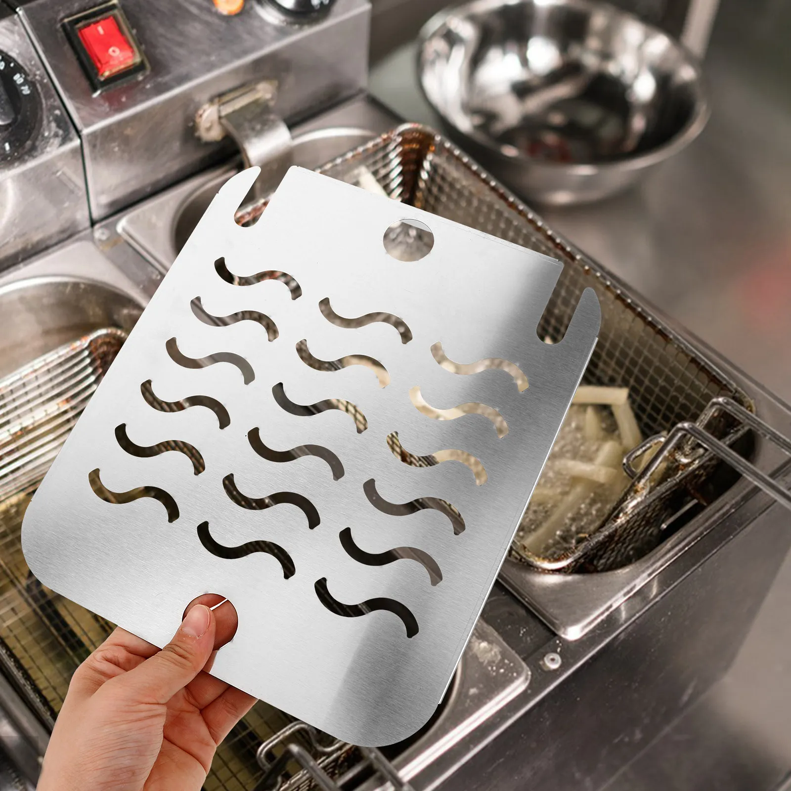 Electric Fryer Food Debris Screen Stainless Steel Crumb Screen for Deep Fryer Basket Removable Easy Clean Safety Cooking