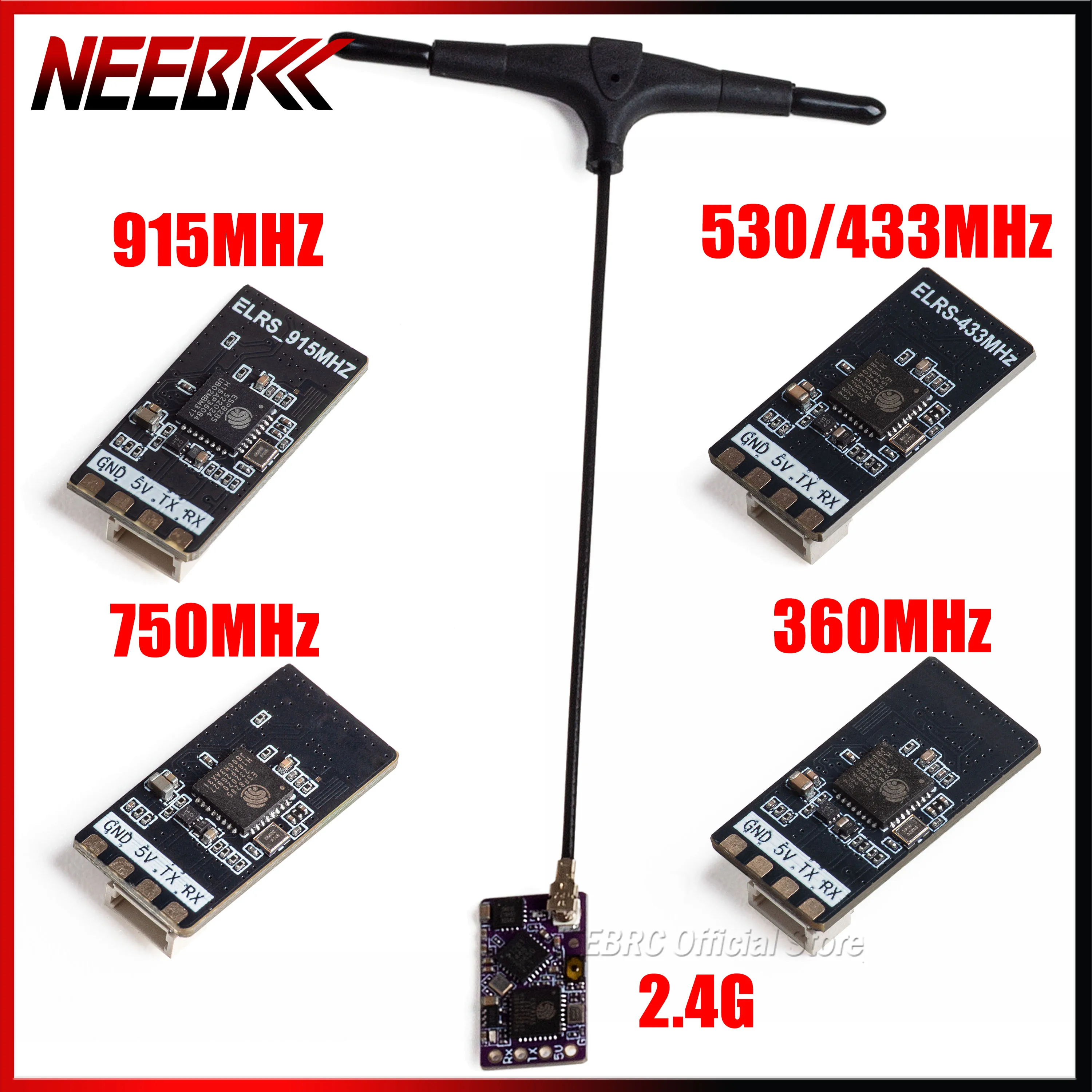 NEEBRC 2.4G 915Mhz 750Mhz 530MHz 433MHz 360Mhz ELRS ExpressLRS Receiver T-Type Antenna for RC FPV Long Range Drone Freestyle