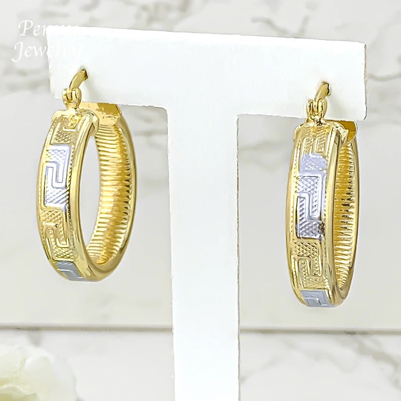 Copper Circle Hoop Earrings for Women Round Original Dubai 18K Gold Plated Party Wedding Gifts Italian African Jewelry Sets
