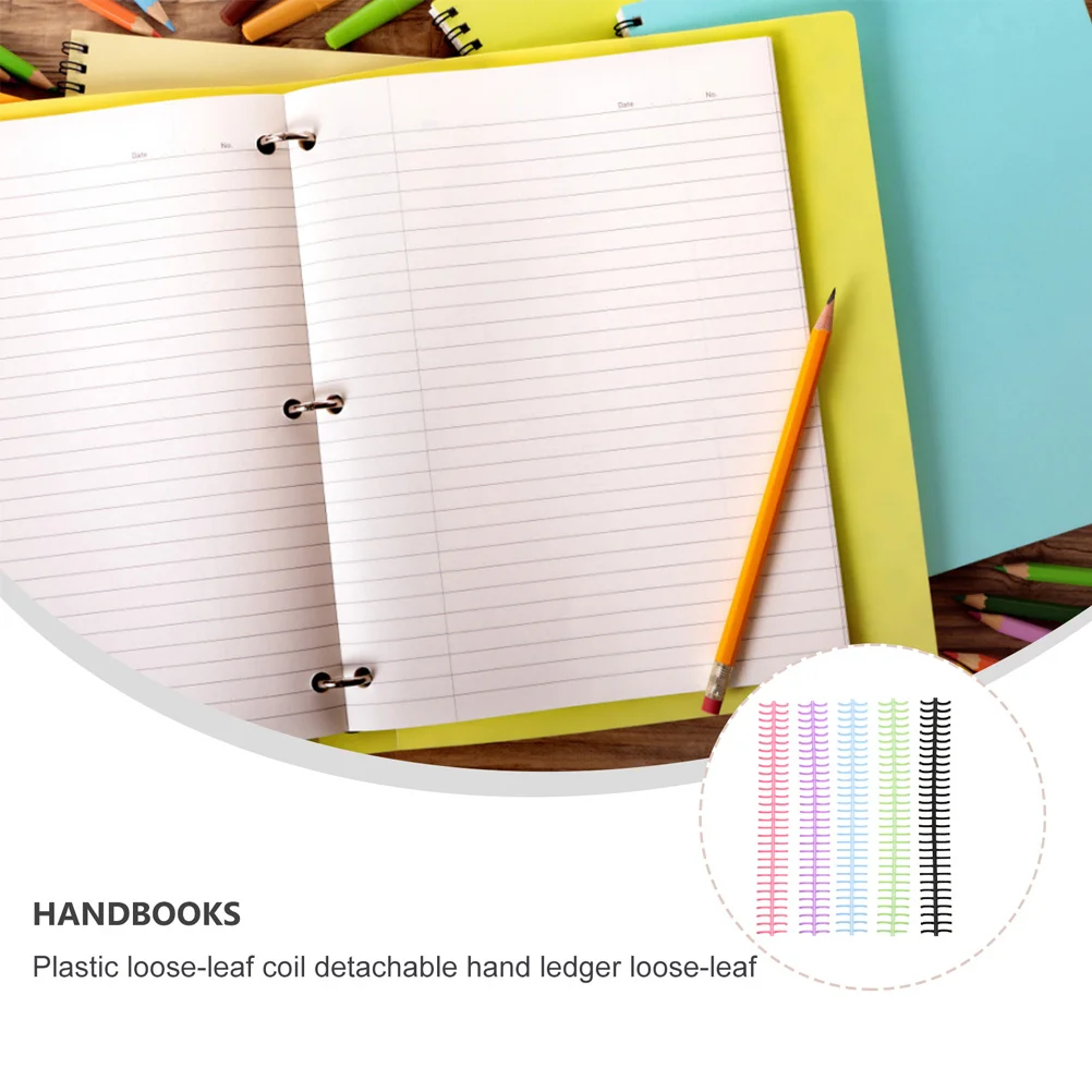 10 Pcs Loose-Leaf Coil Lightweight Binder Rings Detachable Spiral Binding Coils Scrapbook DIY Colored Plastic Abs Removable