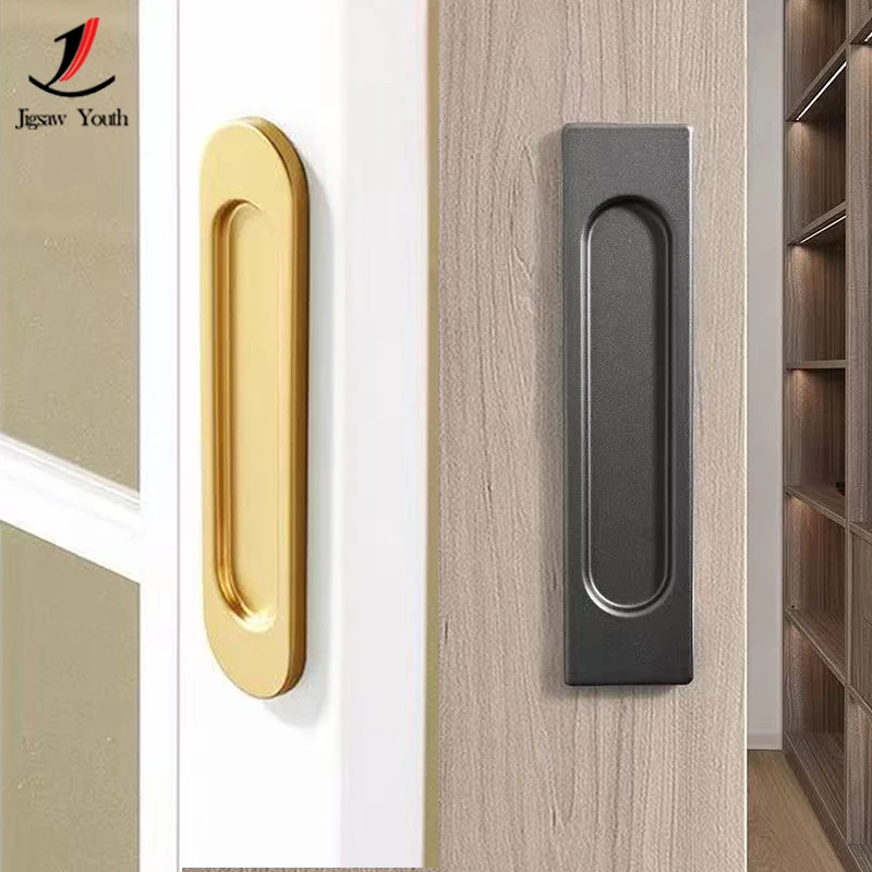 Self Stick Sliding Door Handles, Aluminum Alloy Self Adhesive Cabinet Knobs for Push-Pull Glass Barn Doors, Wardrobes, Windows
