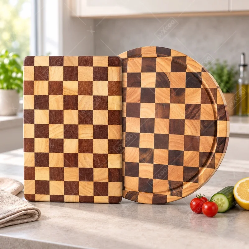WXCOO Acacia Wood Board 12 Inches Wooden Round Cutting Board for Chopping Kitchen Serving Board for Vegetables Cheese Cut