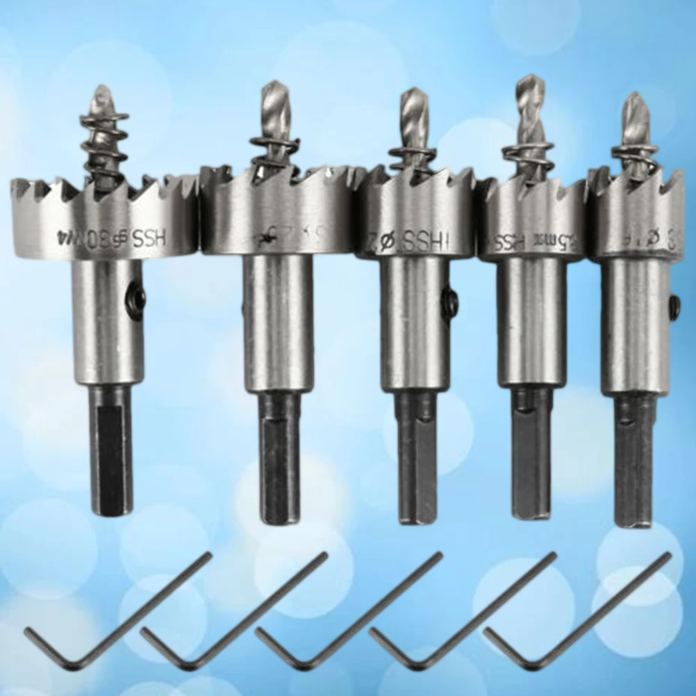 

5 Pcs Hole Drill Bit Set for Woodworking Metalworking Stainless Steel Precise Cuts Steel Copper Brass Aluminum Fiberglass