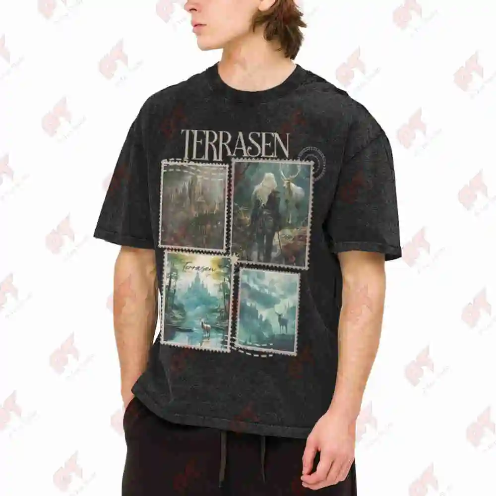 Throne Of Glass Terrasen Aelin Vintage Washed Tee Pure Cotton T-Shirt
