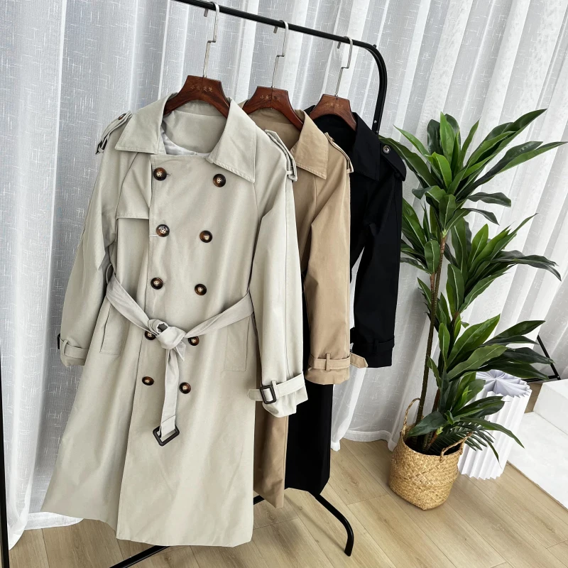 

Корейская однобортная ветровка однобортного цвета 6F/9275, Новое осеннее поступление, женский деловой костюм, длинное пальто све