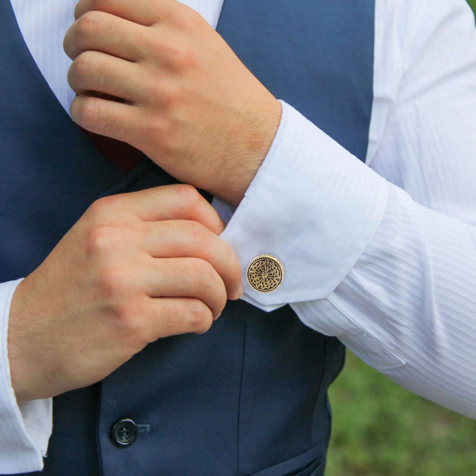 

2 Pcs Gold Vintage for Men Pattern Wedding Men's Alloy Bridegroom