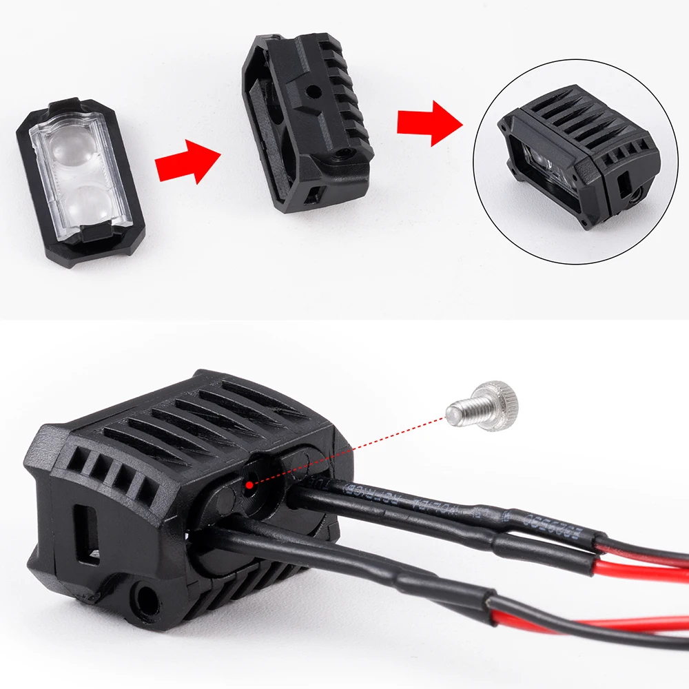 MIBIDAO 12mm/18mm Square Led White/Red/Orange Lights Spotlights Searchlight Taillight for 1/10 RC Car TRX4 Axial SCX10