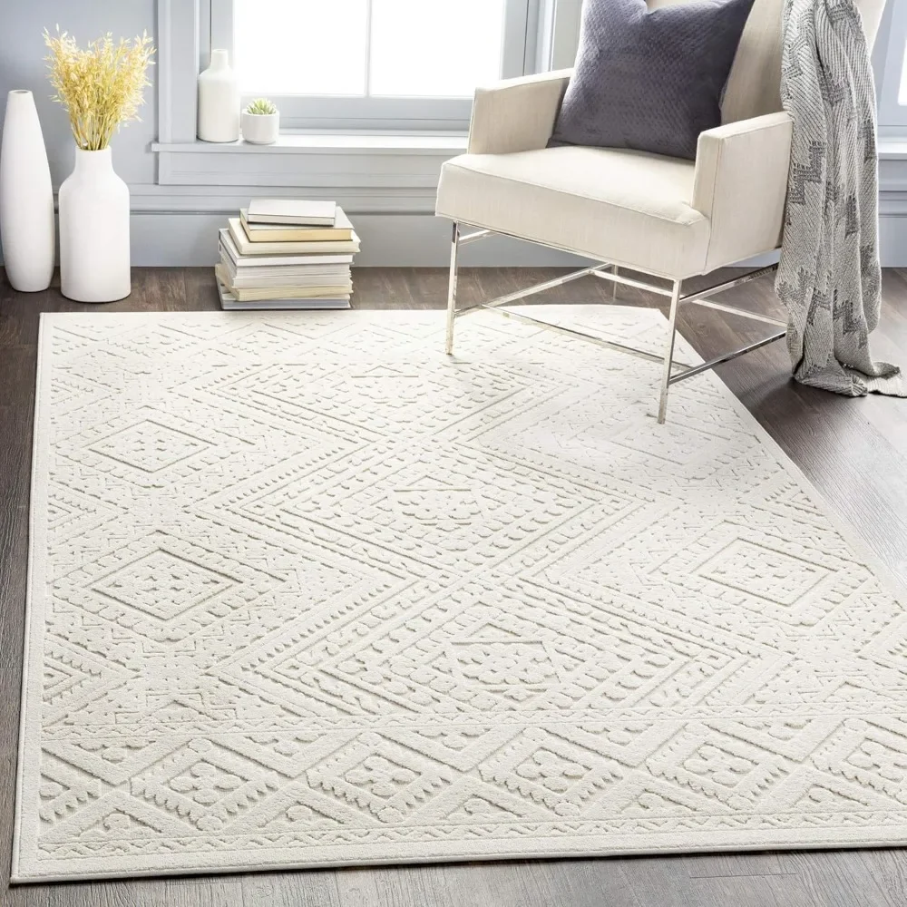 

Outdoor Textured Area Rug, 7'10" x 10', Cream, Indoor/Outdoor Carpet